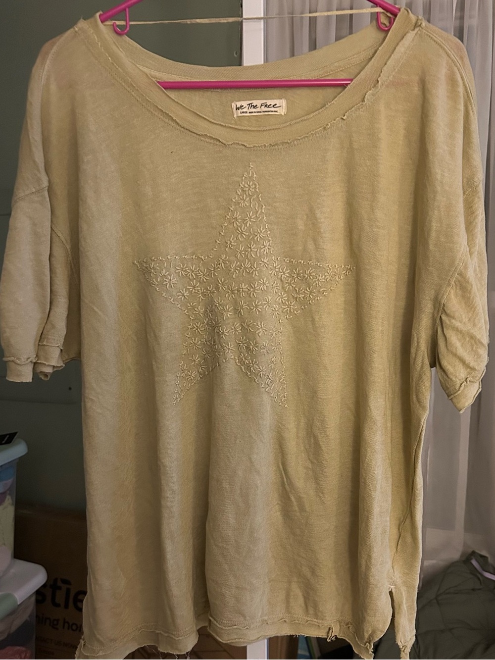 We The Free Star Embroidered Short Sleeve Top in
Tan